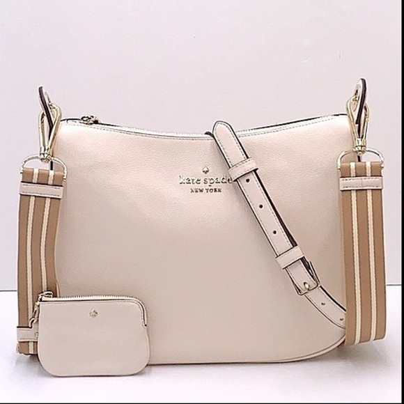 New Kate Spade Rosie Large Crossbody Pebbled Leather Parchment